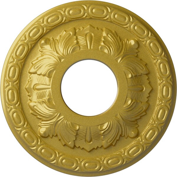 Ekena Millwork Leaf Ceiling Medallion (Fits Canopies up to 4 3/4"), 11 3/8"OD x 3 5/8"ID x 1 1/8"P, Rich Gold CM11LFRGS - main